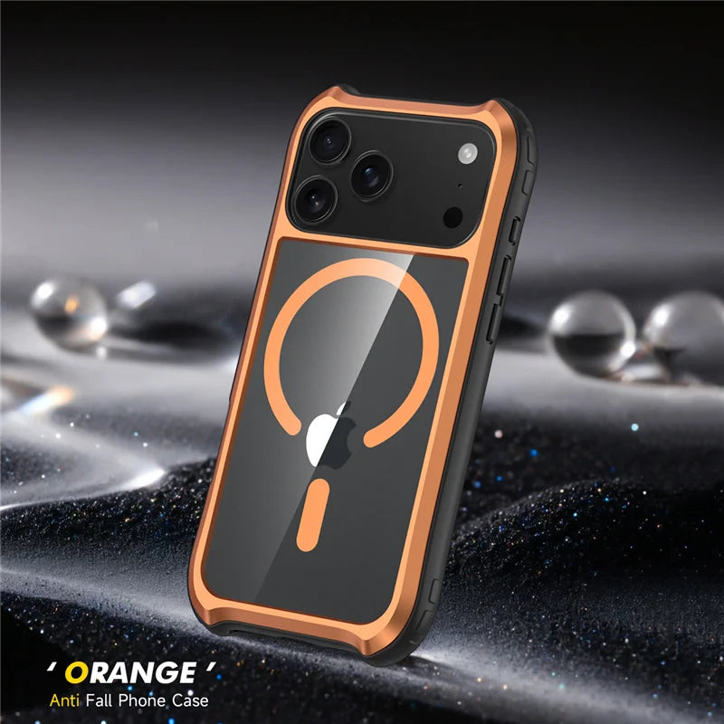 Transparent Aluminum Alloy Magnetic Case – MagSafe, Hybrid Shockproof & Wireless Charging Cover for iPhone 16 / 17 Series