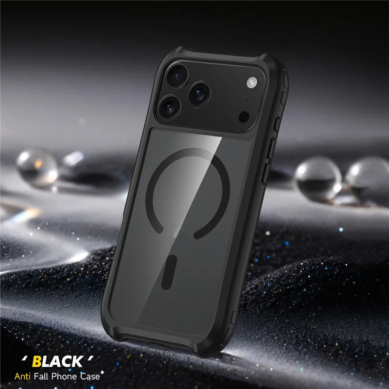 Transparent Aluminum Alloy Magnetic Case – MagSafe, Hybrid Shockproof & Wireless Charging Cover for iPhone 16 / 17 Series