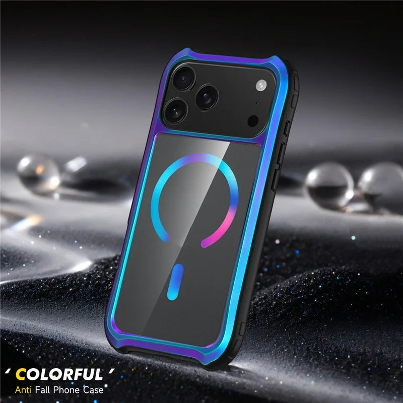 Transparent Aluminum Alloy Magnetic Case – MagSafe, Hybrid Shockproof & Wireless Charging Cover for iPhone 16 / 17 Series