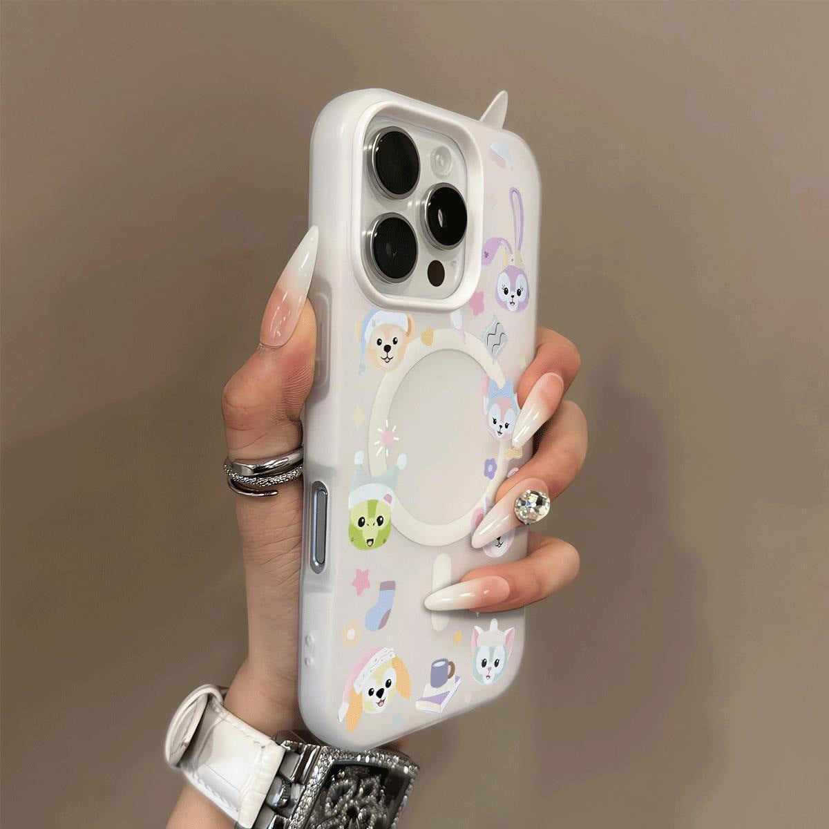 Soft Touch Jelly 2-in-1 MagSafe Cartoon Animal Case – Protective Cover for iPhone 11 / 12 / 13 / 14 / 15 / 16 Series
