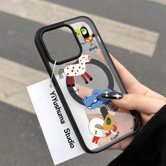 Cute Cartoon Animal MagSafe Hard Case – Protective Cover for iPhone 11 / 12 / 13 / 14 / 15 / 16 Series
