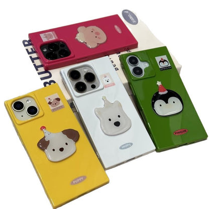 Cute Dog Square Soft Phone Case – Protective Cover for iPhone 11 / 12 / 13 / 14 / 15 / 16 Series