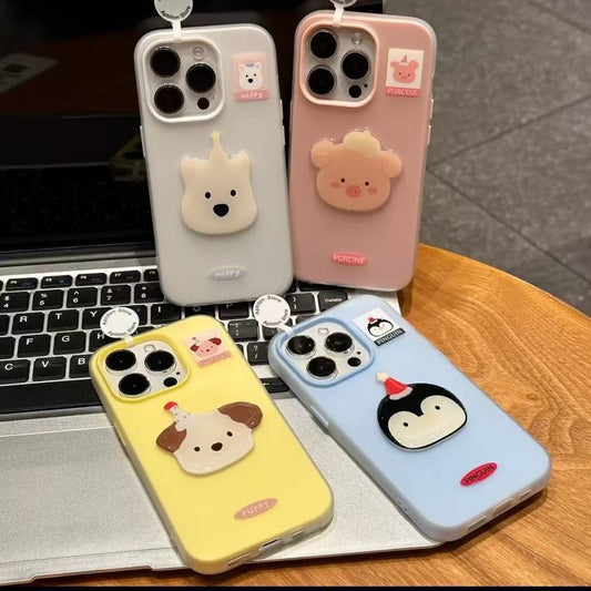 Soft Touch Hat Animal 2-in-1 Phone Case – Protective Cover for iPhone 11 / 12 / 13 / 14 / 15 / 16 Series