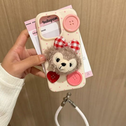 Cute Plush Doll Phone Case with Lanyard – Protective Cover for iPhone 11 / 12 / 13 / 14 / 15 / 16 Series