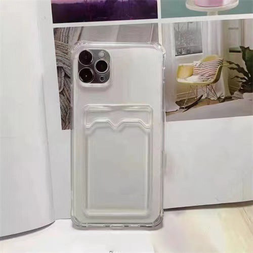 Minimalist Transparent Card Holder TPU Shockproof Soft Case – Protective Cover for iPhone 11 / 12 / 13 / 14 / 15 / 16 Series