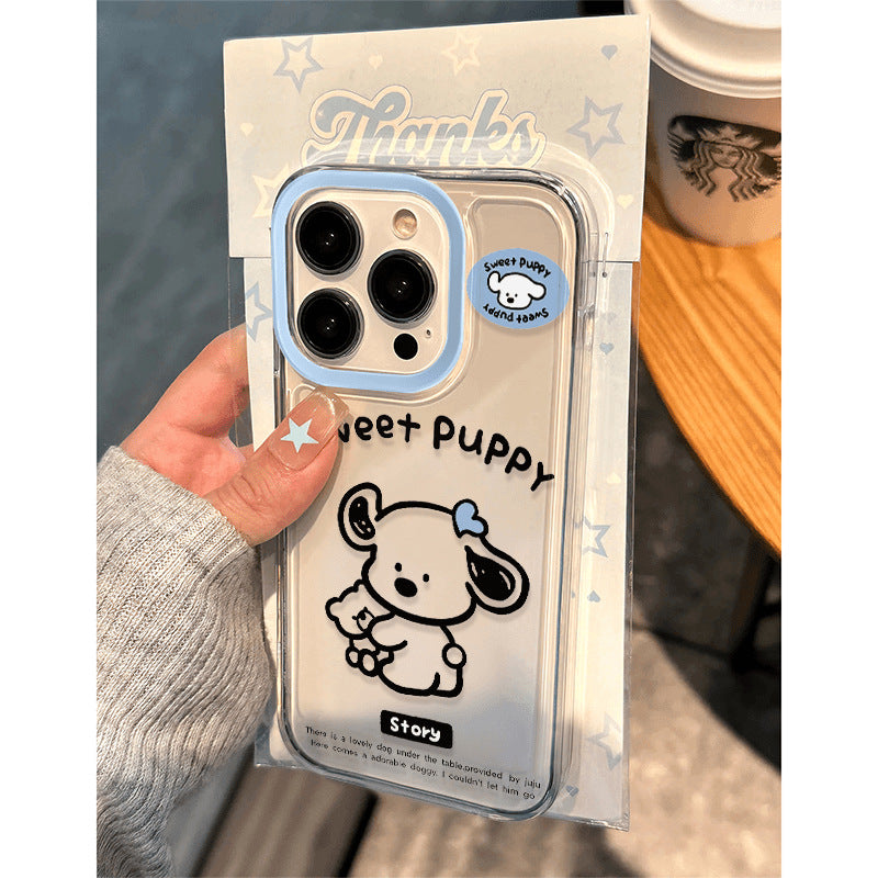 Cute Dog Transparent Soft Phone Case – Protective Cover for iPhone 11 / 12 / 13 / 14 / 15 / 16 Series
