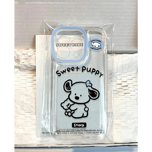 Cute Dog Transparent Soft Phone Case – Protective Cover for iPhone 11 / 12 / 13 / 14 / 15 / 16 Series