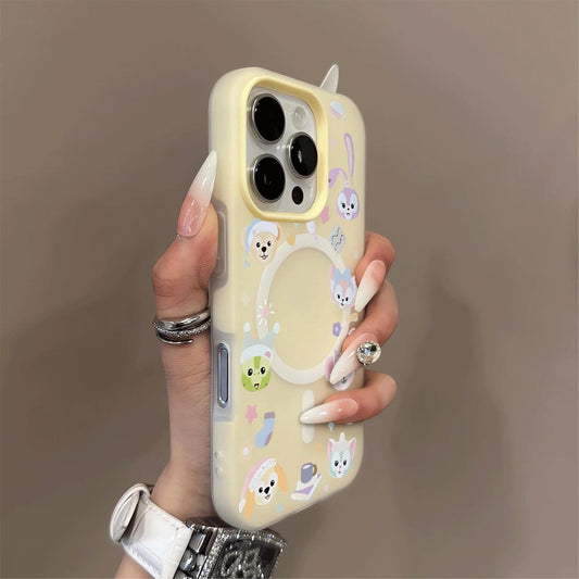 Soft Touch Jelly 2-in-1 MagSafe Cartoon Animal Case – Protective Cover for iPhone 11 / 12 / 13 / 14 / 15 / 16 Series