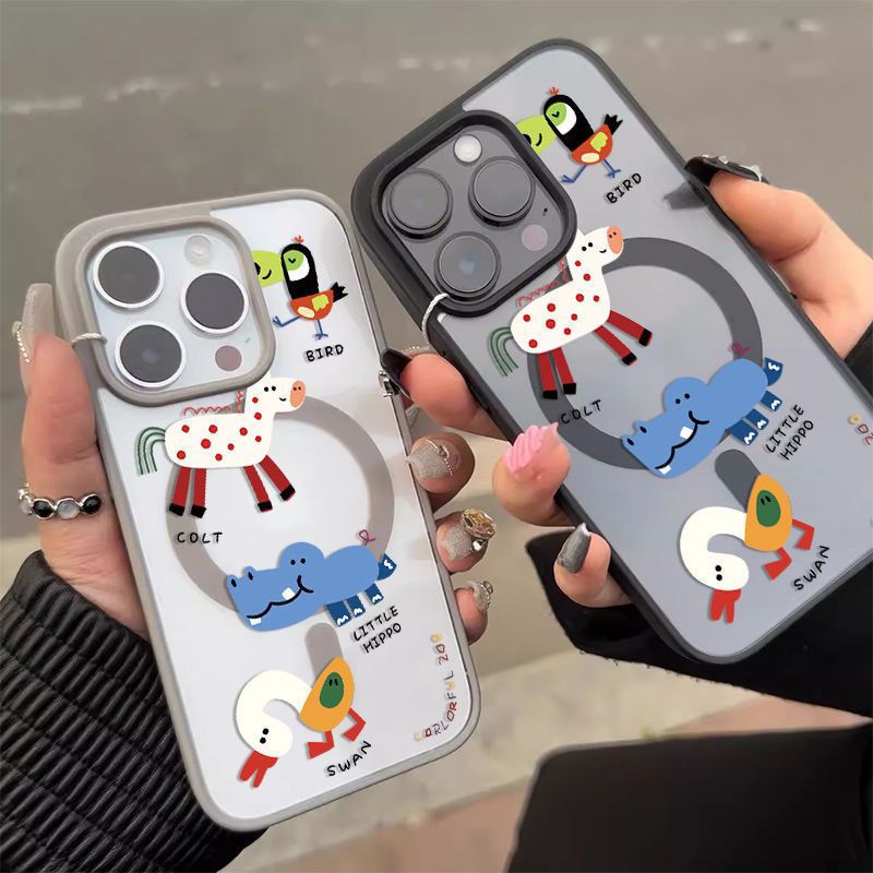 Cute Cartoon Animal MagSafe Hard Case – Protective Cover for iPhone 11 / 12 / 13 / 14 / 15 / 16 Series
