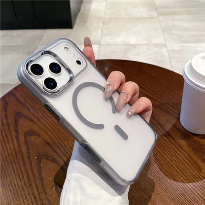 2-in-1 Armor Matte Magnetic Case – MagSafe, Wireless Charging & AI Camera Button Shockproof Cover for iPhone 15 / 16 / 17 Series