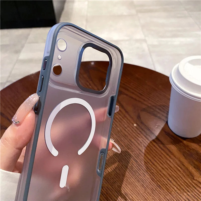 2-in-1 Armor Matte Magnetic Case – MagSafe, Wireless Charging & AI Camera Button Shockproof Cover for iPhone 15 / 16 / 17 Series
