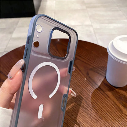 2-in-1 Armor Matte Magnetic Case – MagSafe, Wireless Charging & AI Camera Button Shockproof Cover for iPhone 15 / 16 / 17 Series