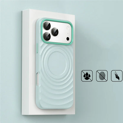 Wave Ribbon PU Leather Magnetic Case – MagSafe Wireless Charging Solid Color Cover for iPhone 14–17 Series