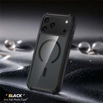 Transparent Aluminum Alloy Magnetic Case – MagSafe, Hybrid Shockproof & Wireless Charging Cover for iPhone 16 / 17 Series