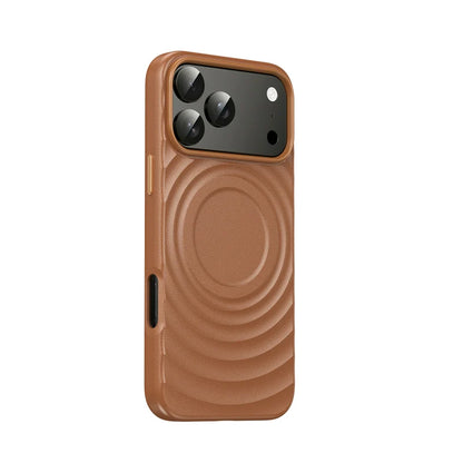 Wave Ribbon PU Leather Magnetic Case – MagSafe Wireless Charging Solid Color Cover for iPhone 14–17 Series