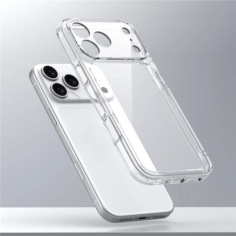 Transparent Shockproof Case – Hybrid TPU + PC Hard Back Cover for iPhone 17 Series