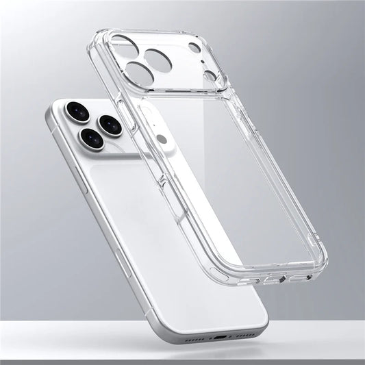 Transparent Shockproof Case – Hybrid TPU + PC Hard Back Cover for iPhone 17 Series