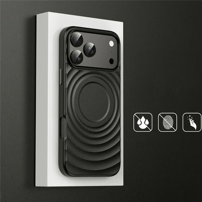 Wave Ribbon PU Leather Magnetic Case – MagSafe Wireless Charging Solid Color Cover for iPhone 14–17 Series