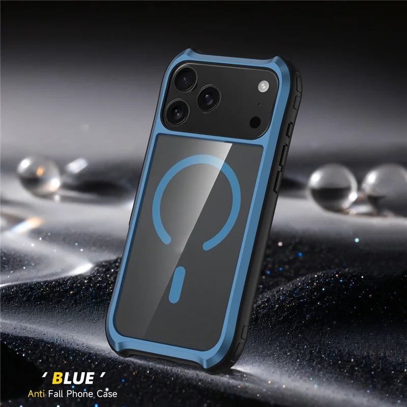 Transparent Aluminum Alloy Magnetic Case – MagSafe, Hybrid Shockproof & Wireless Charging Cover for iPhone 16 / 17 Series