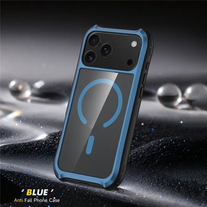 Transparent Aluminum Alloy Magnetic Case – MagSafe, Hybrid Shockproof & Wireless Charging Cover for iPhone 16 / 17 Series
