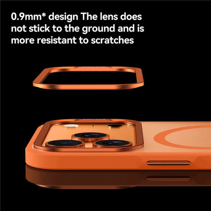 Luxury Alloy Lens Frame Matte MagSafe Case – Translucent Hybrid Shockproof Cover for iPhone 17 Series
