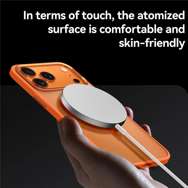 Luxury Alloy Lens Frame Matte MagSafe Case – Translucent Hybrid Shockproof Cover for iPhone 17 Series
