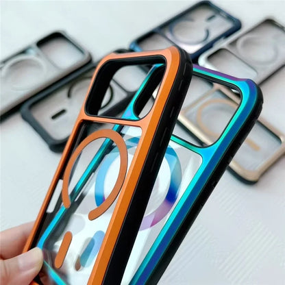 Transparent Aluminum Alloy Magnetic Case – MagSafe, Hybrid Shockproof & Wireless Charging Cover for iPhone 16 / 17 Series
