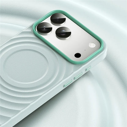 Wave Ribbon PU Leather Magnetic Case – MagSafe Wireless Charging Solid Color Cover for iPhone 14–17 Series
