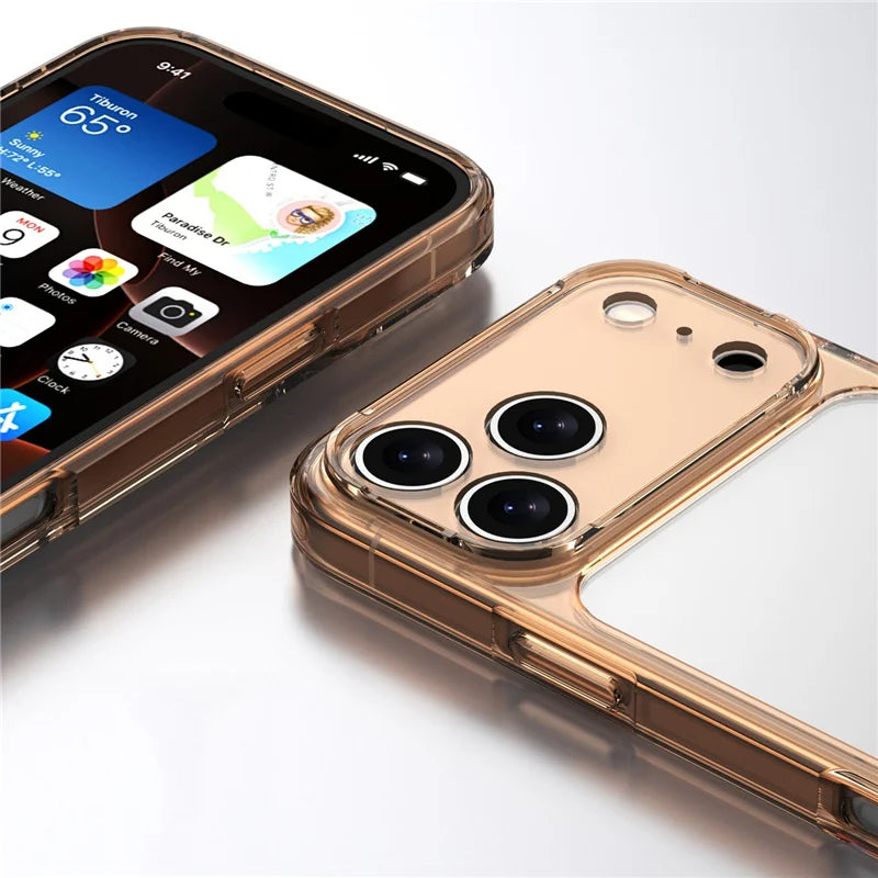 Transparent Shockproof Case – Hybrid TPU + PC Hard Back Cover for iPhone 17 Series
