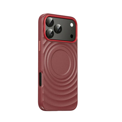 Wave Ribbon PU Leather Magnetic Case – MagSafe Wireless Charging Solid Color Cover for iPhone 14–17 Series