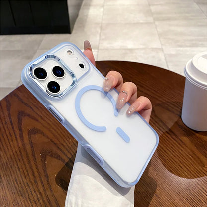 2-in-1 Armor Matte Magnetic Case – MagSafe, Wireless Charging & AI Camera Button Shockproof Cover for iPhone 15 / 16 / 17 Series
