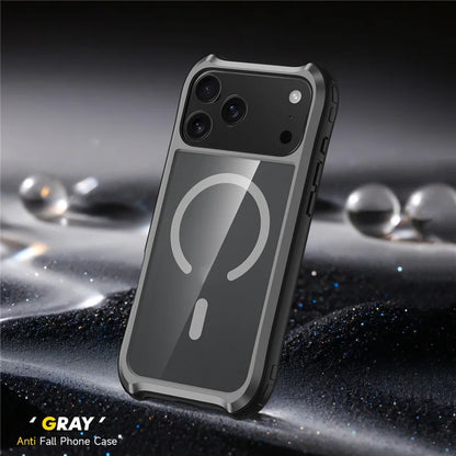 Transparent Aluminum Alloy Magnetic Case – MagSafe, Hybrid Shockproof & Wireless Charging Cover for iPhone 16 / 17 Series