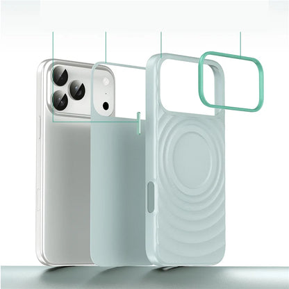 Wave Ribbon PU Leather Magnetic Case – MagSafe Wireless Charging Solid Color Cover for iPhone 14–17 Series