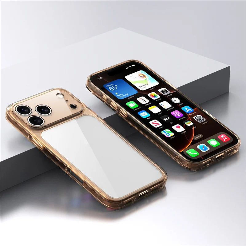 Transparent Shockproof Case – Hybrid TPU + PC Hard Back Cover for iPhone 17 Series