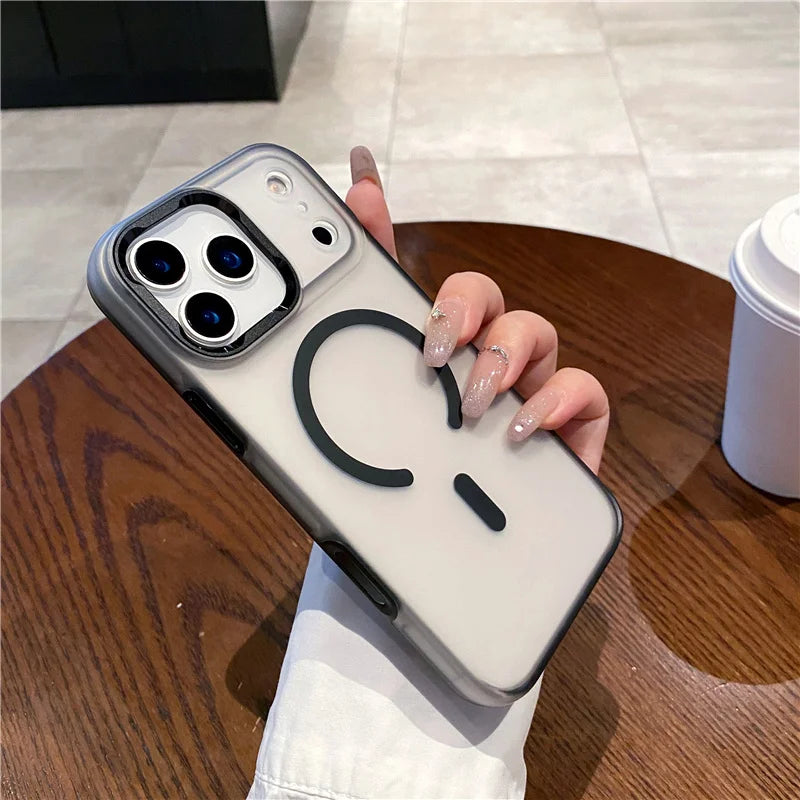 2-in-1 Armor Matte Magnetic Case – MagSafe, Wireless Charging & AI Camera Button Shockproof Cover for iPhone 15 / 16 / 17 Series