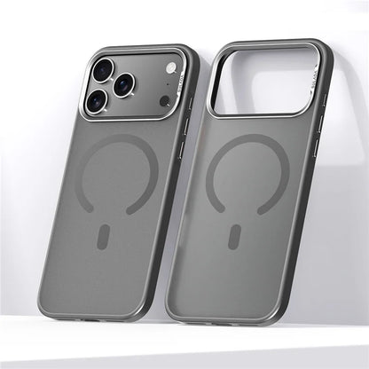 Luxury Alloy Lens Frame Matte MagSafe Case – Translucent Hybrid Shockproof Cover for iPhone 17 Series