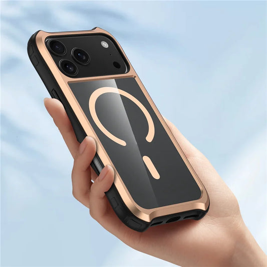 Transparent Aluminum Alloy Magnetic Case – MagSafe, Hybrid Shockproof & Wireless Charging Cover for iPhone 16 / 17 Series