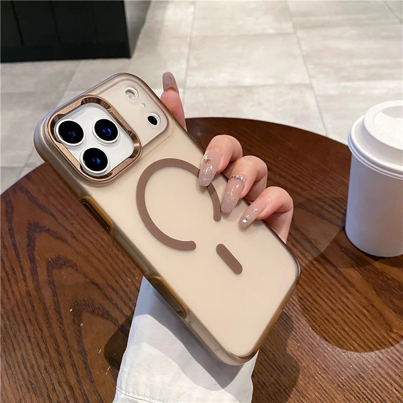 2-in-1 Armor Matte Magnetic Case – MagSafe, Wireless Charging & AI Camera Button Shockproof Cover for iPhone 15 / 16 / 17 Series