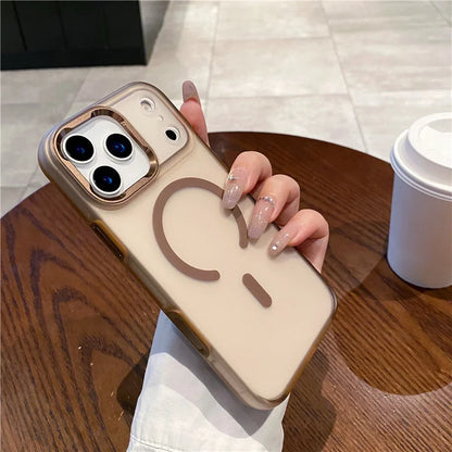 2-in-1 Armor Matte Magnetic Case – MagSafe, Wireless Charging & AI Camera Button Shockproof Cover for iPhone 15 / 16 / 17 Series