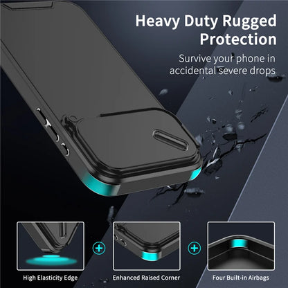 Slide Window Camera Lens Protection Case – Shockproof Matte Hard Cover for iPhone 14–17 Series