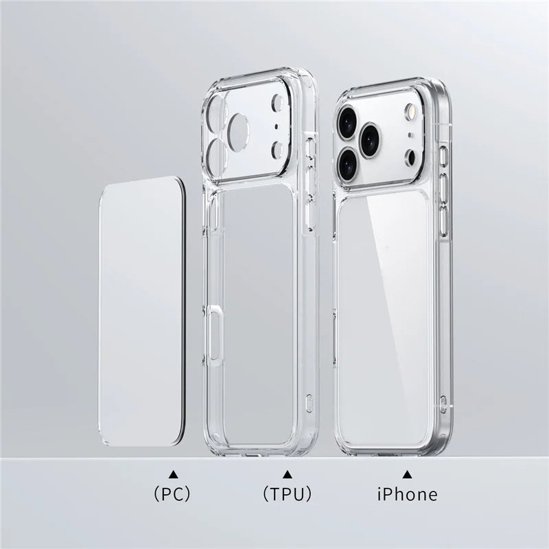 Transparent Shockproof Case – Hybrid TPU + PC Hard Back Cover for iPhone 17 Series