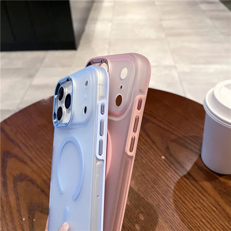 2-in-1 Armor Matte Magnetic Case – MagSafe, Wireless Charging & AI Camera Button Shockproof Cover for iPhone 15 / 16 / 17 Series