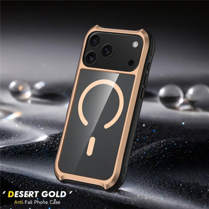 Transparent Aluminum Alloy Magnetic Case – MagSafe, Hybrid Shockproof & Wireless Charging Cover for iPhone 16 / 17 Series