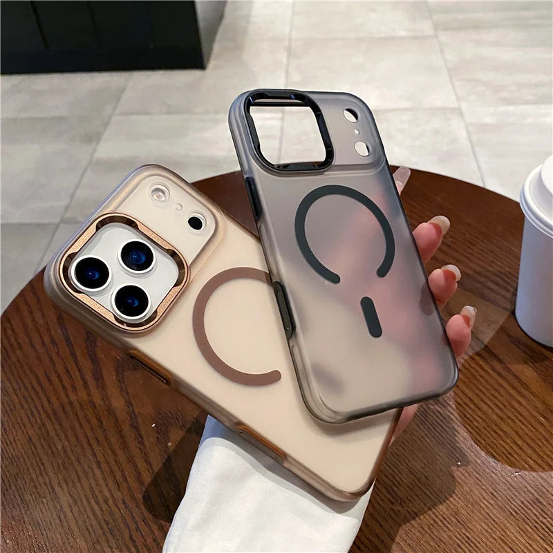 2-in-1 Armor Matte Magnetic Case – MagSafe, Wireless Charging & AI Camera Button Shockproof Cover for iPhone 15 / 16 / 17 Series