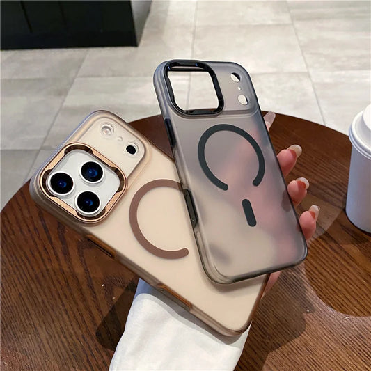 2-in-1 Armor Matte Magnetic Case – MagSafe, Wireless Charging & AI Camera Button Shockproof Cover for iPhone 15 / 16 / 17 Series